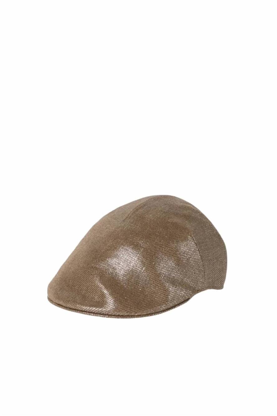NEW BRUNELLO CUCINELLI women's sparkling linen diagonal flat hats in brown
